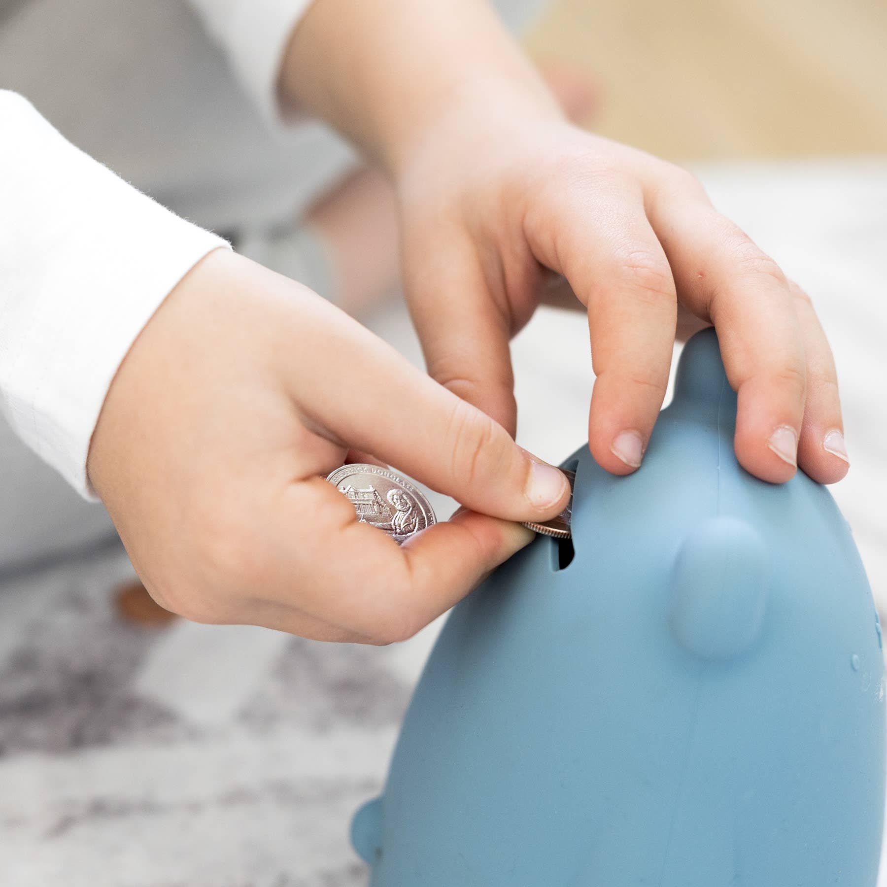 Back to School Soft Silicone Piggy Bank Bear - Blue