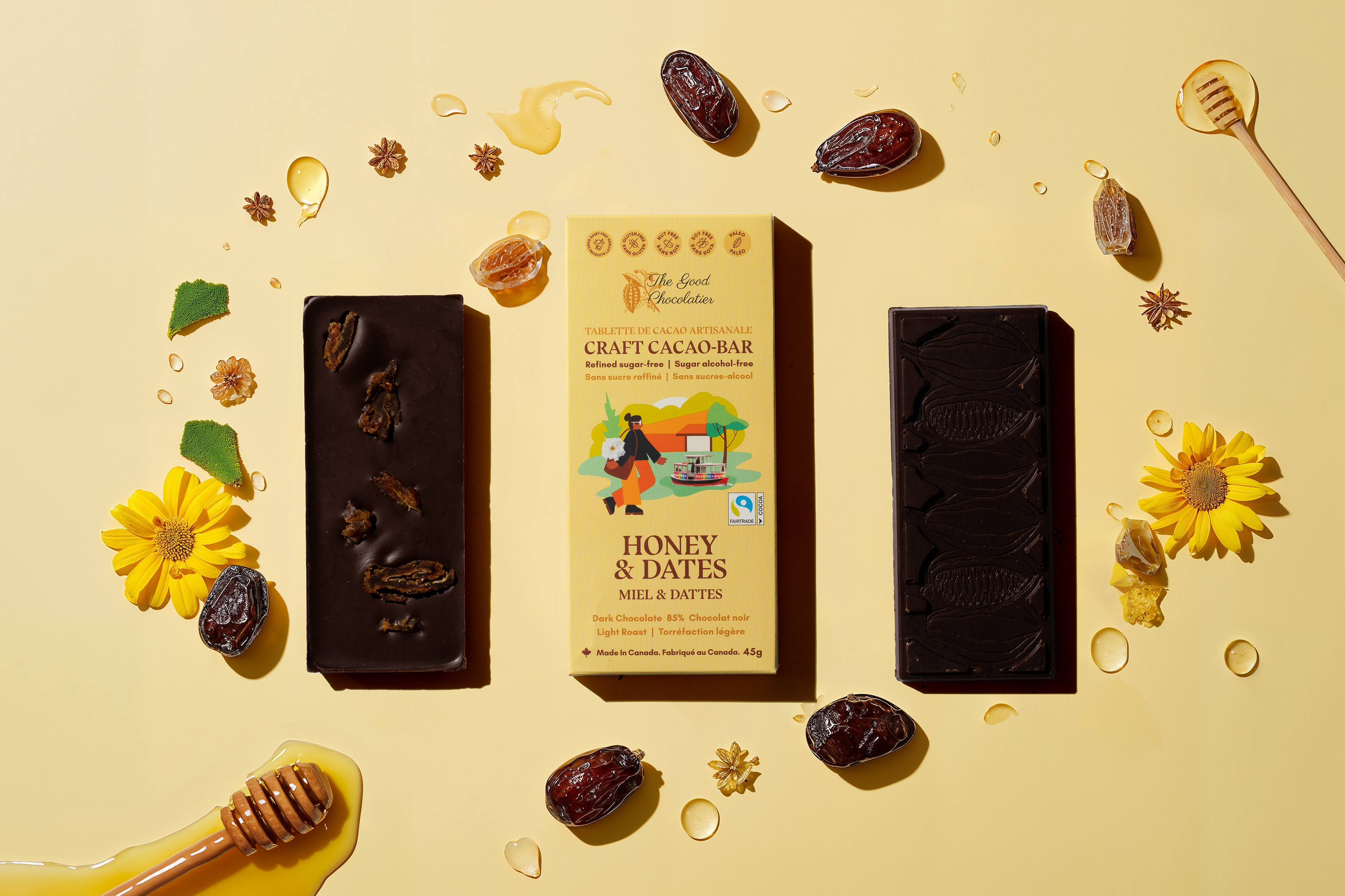 Honey & Dates 85% Chocolate Bar