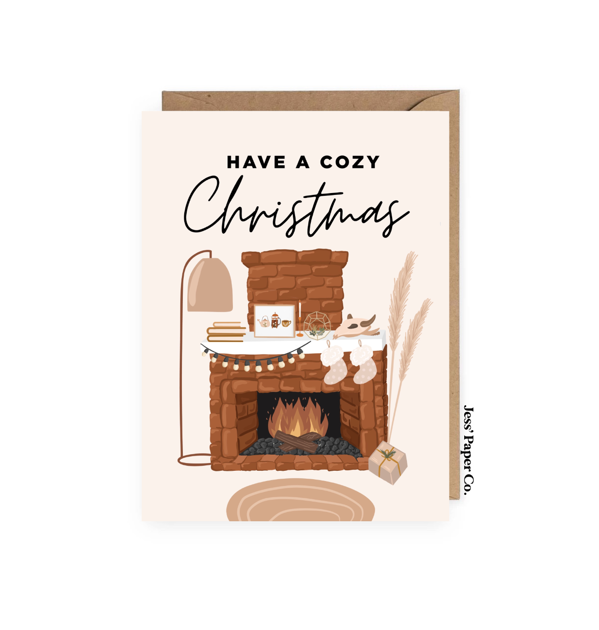 Cozy Fireplace Christmas Card