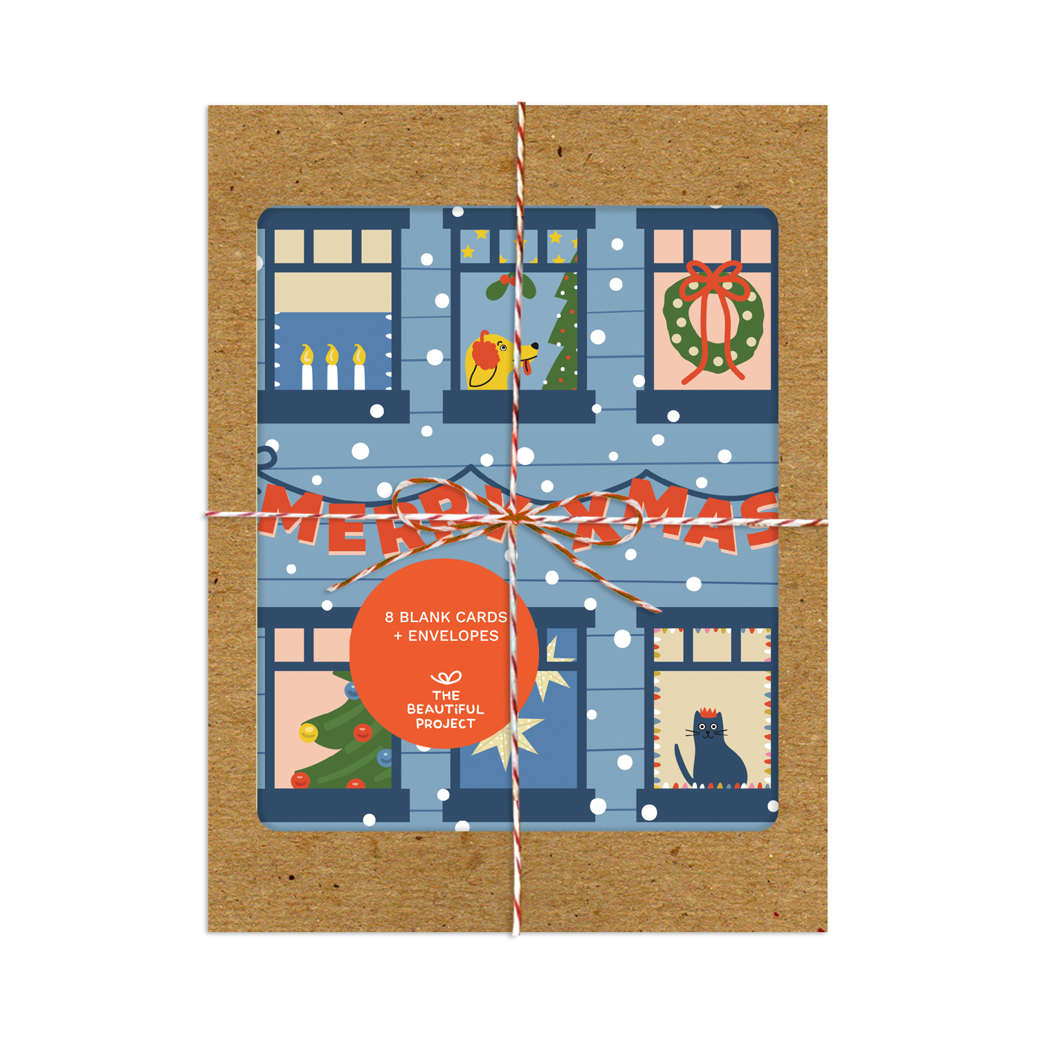 Merry Christmas Holiday Apartment Windows Card Box Set