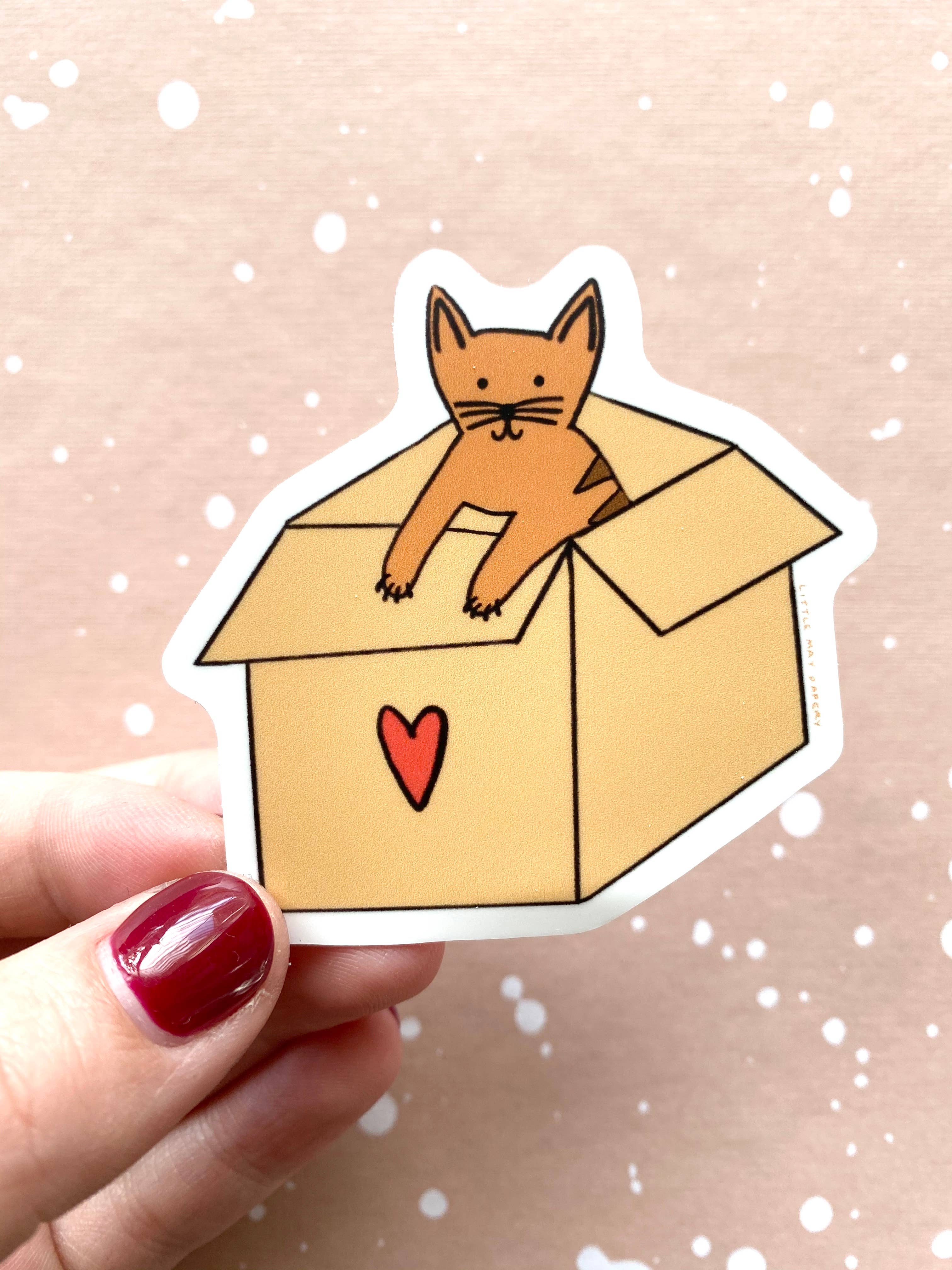 Cat In A Box Vinyl Sticker