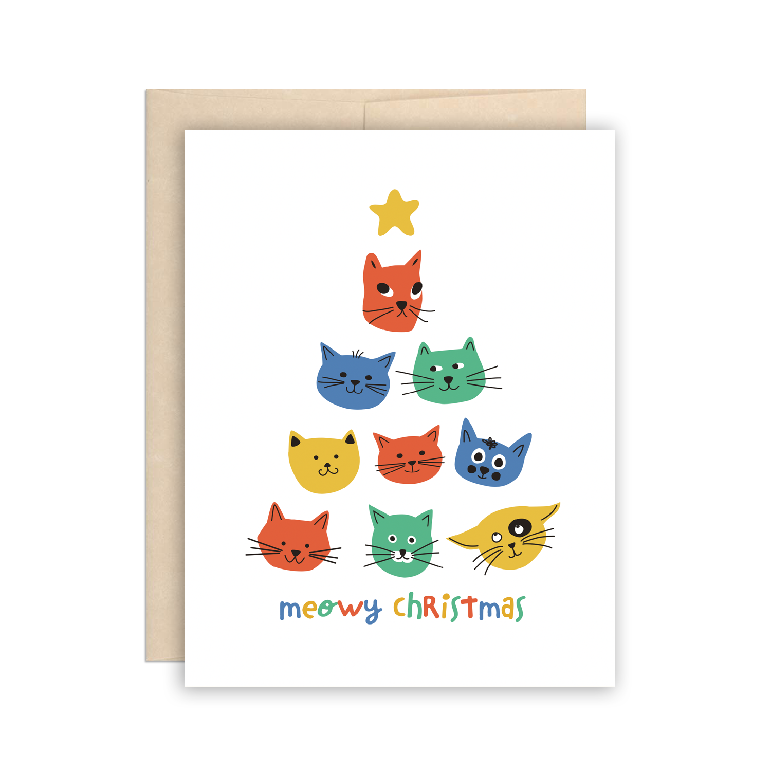 Cute Cats Meowy Christmas Greeting Card