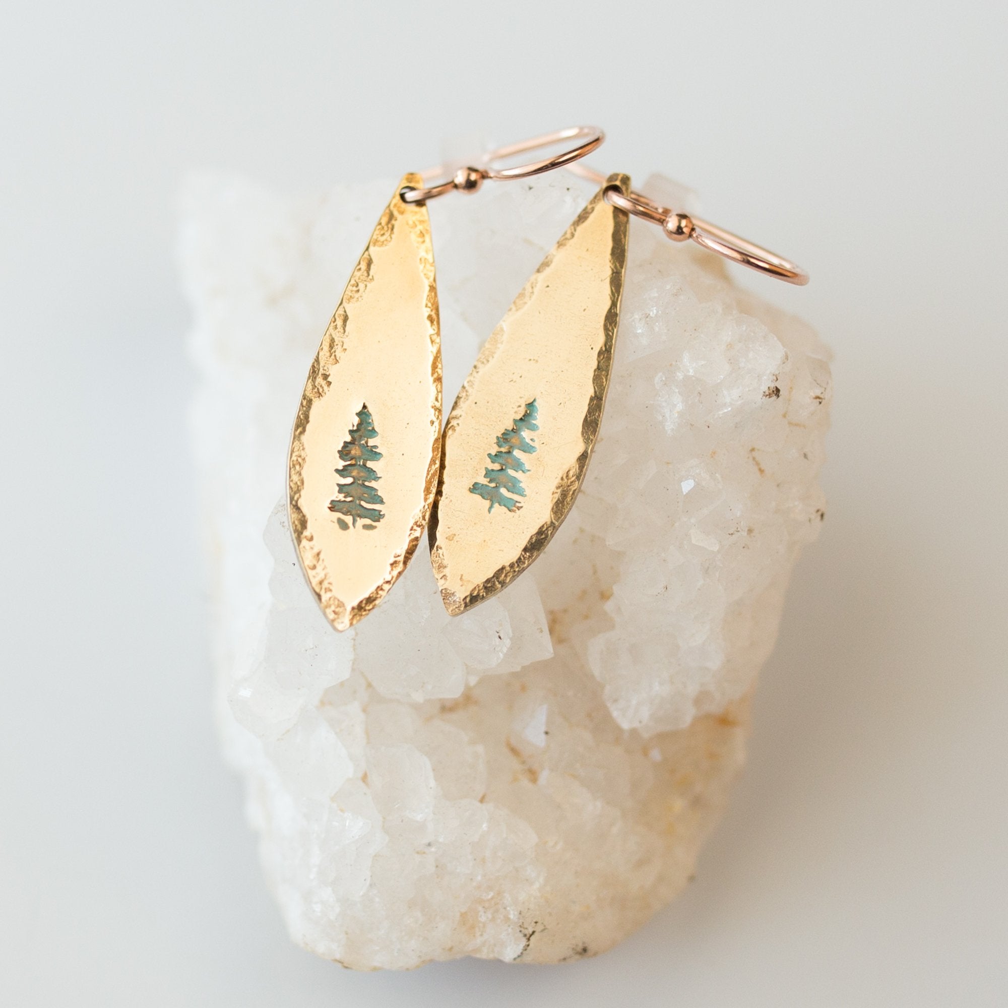 Brass Spruce Dangly Earrings