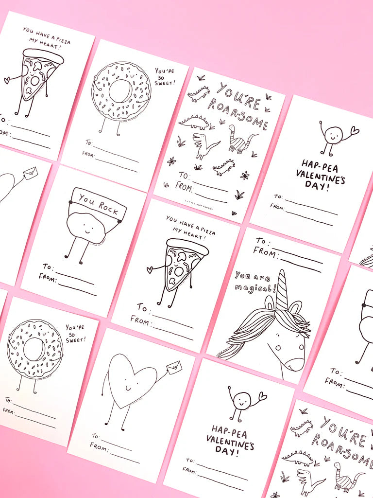 Mini Valentine Flat Cards Set (Colour in)