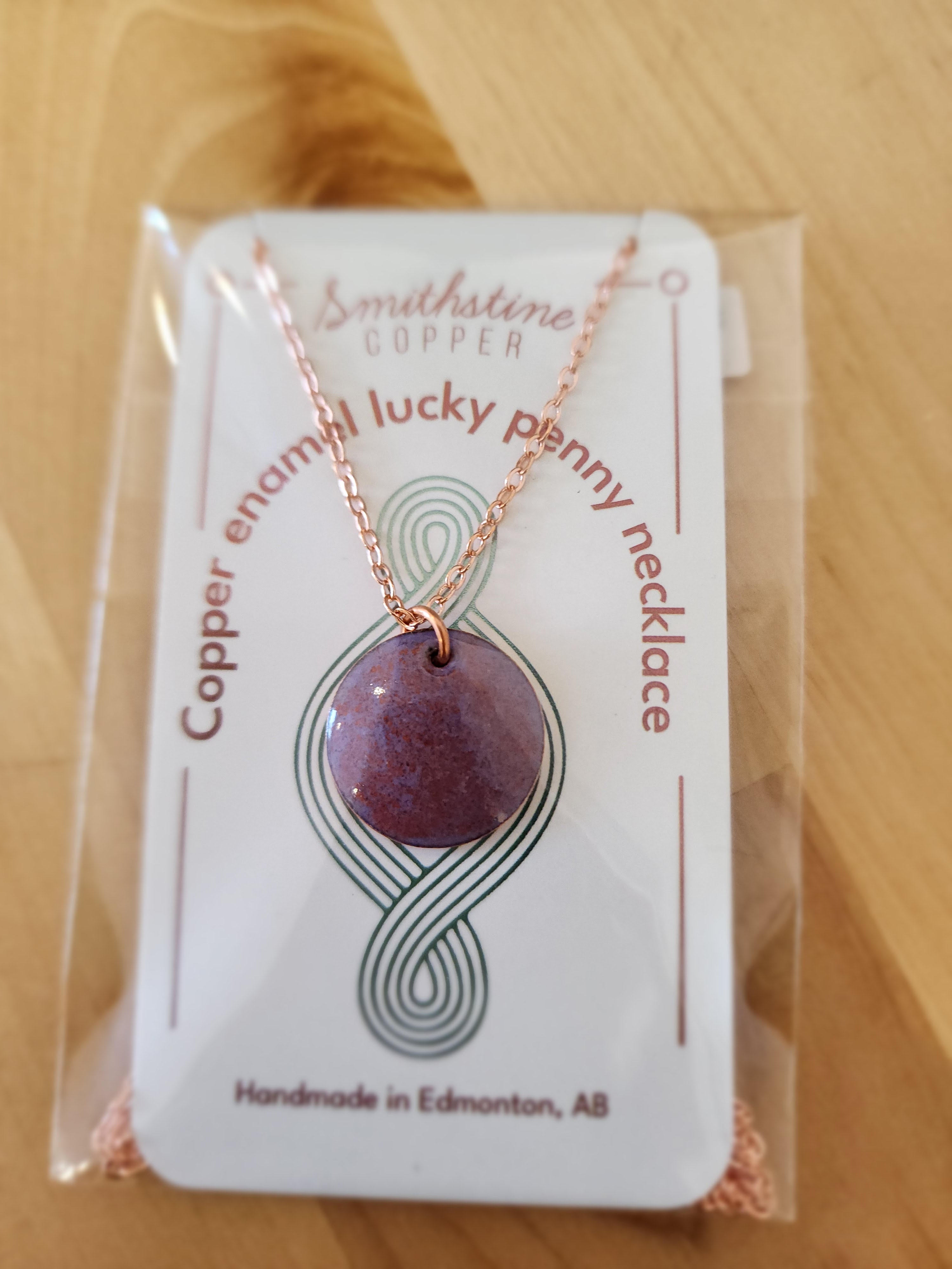 Copper Enamel Lucky Penny Necklace