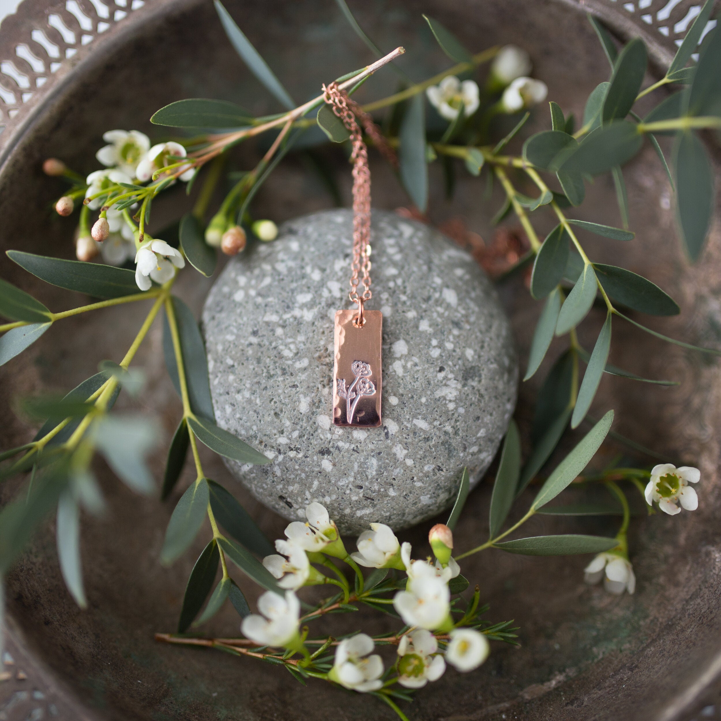 Copper Poppy Necklace