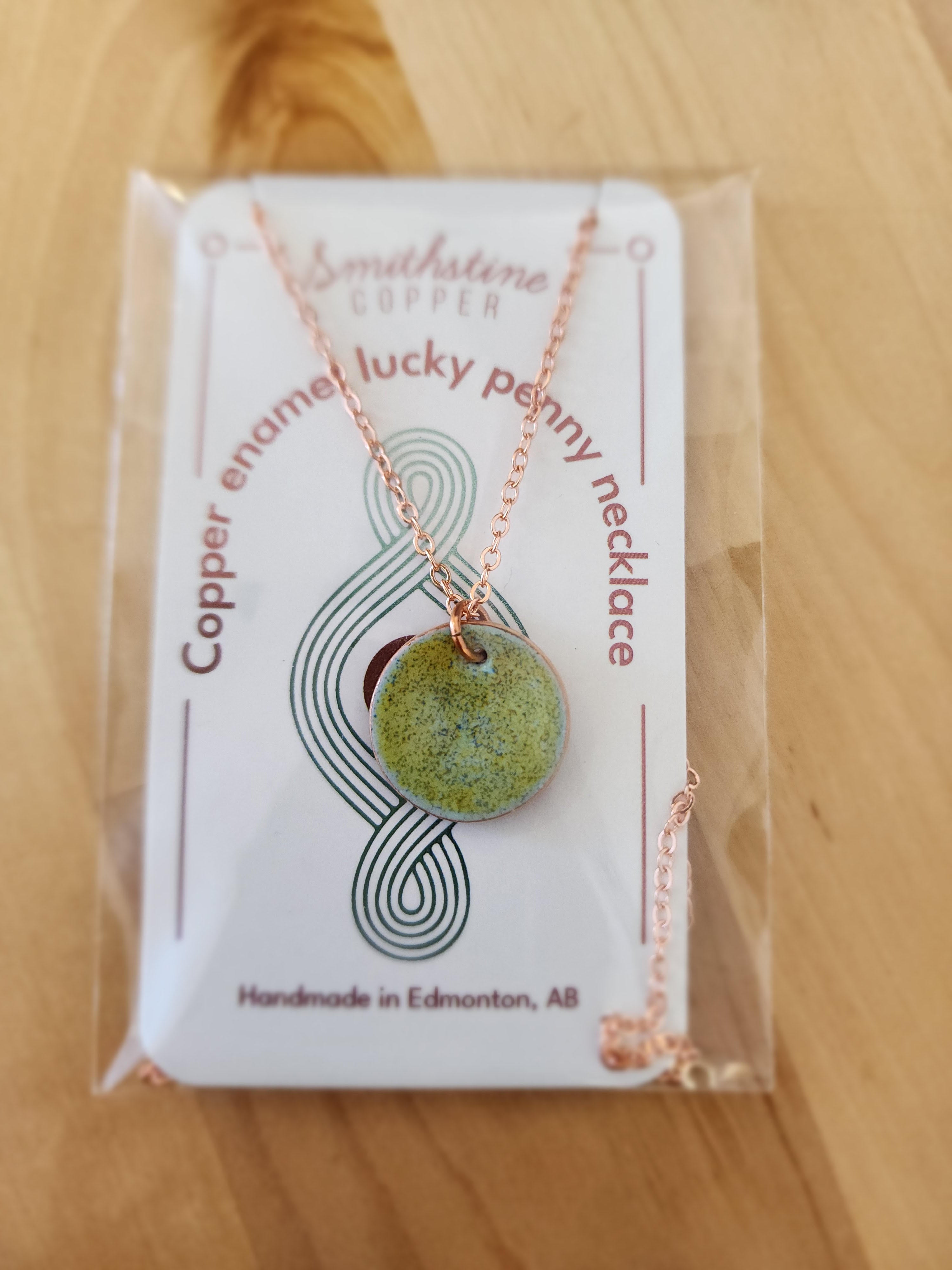 Copper Enamel Lucky Penny Necklace