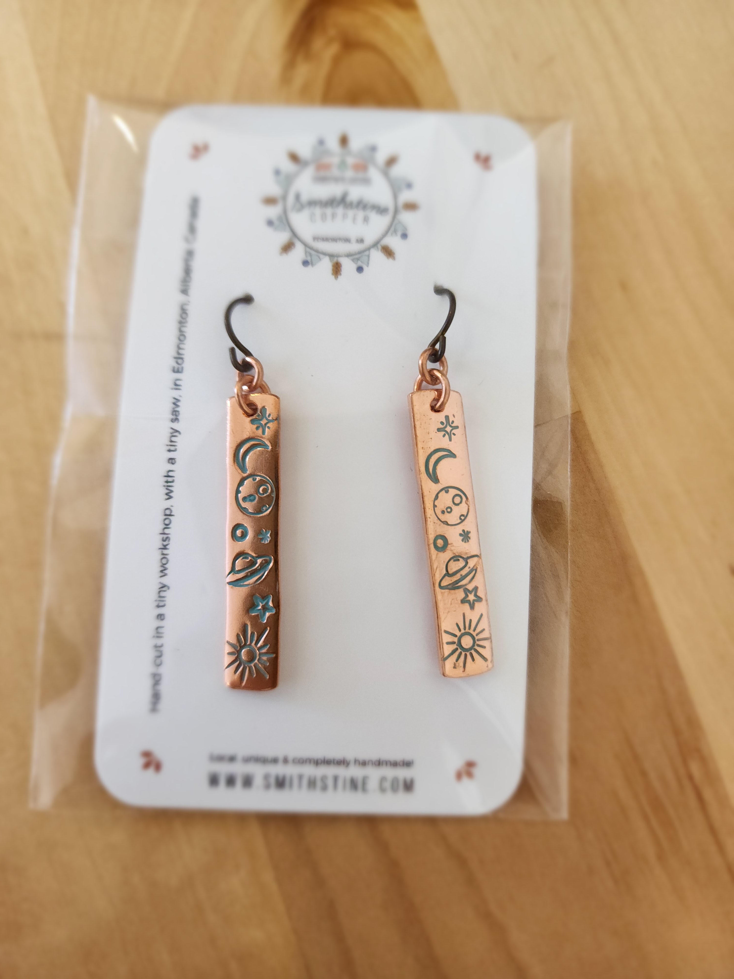 Space Dangly Stick Earrings