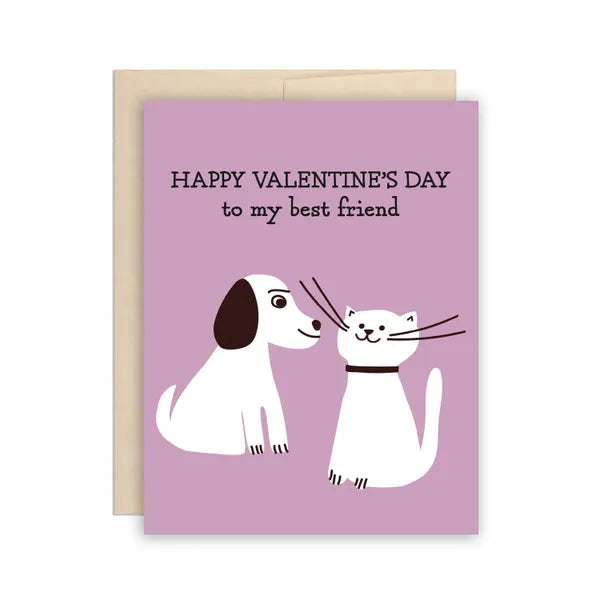 Cat & Dog Best Friends Happy Valentine's Day Card